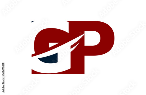 Free Download GP Red Negative Space Square Swoosh Letter Logo - GFXLoad