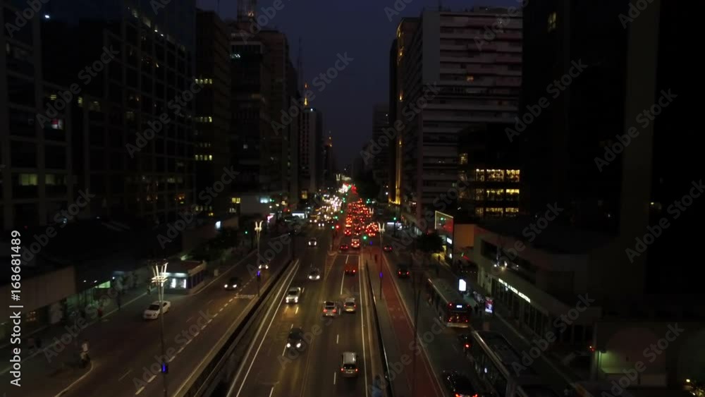 Sao Paulo, Brazil, August, 2017. Aerial view on Paulista Avenue, in Sao Paulo city Sao Paulo, Brazil, August, 2017. Aerial view on Paulista Avenue, in Sao Paulo city