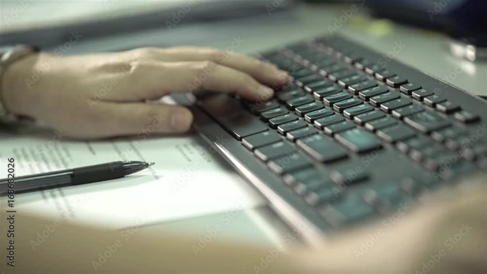 Women Typing On Black Keyboard - Close Up - Focus Pull Women Typing On Black Keyboard - Close Up - Focus Pull