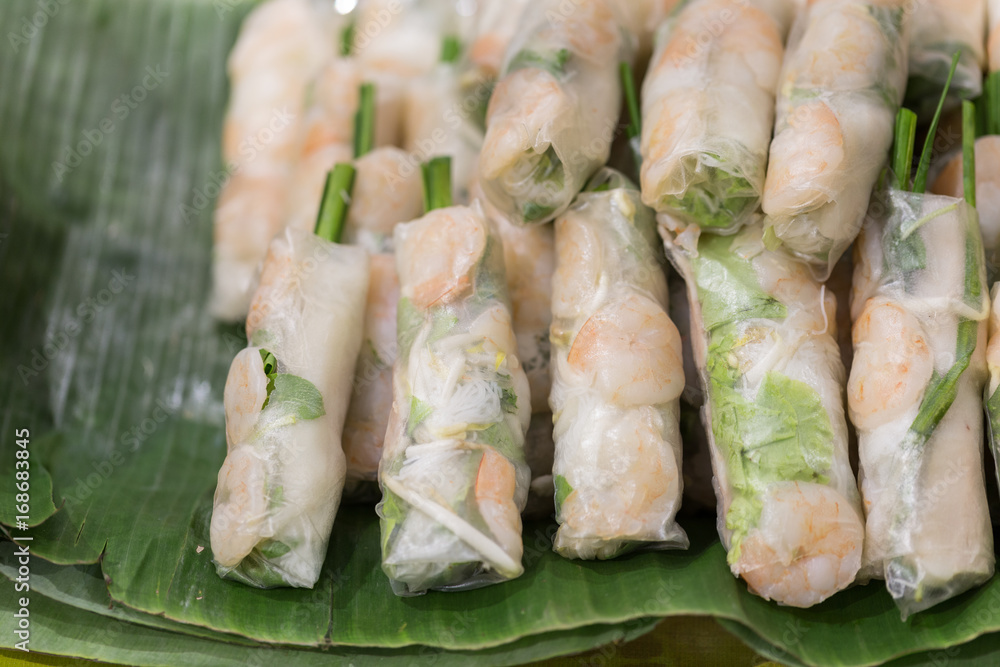 vietnamese food on banana leaf vietnamese food on banana leaf