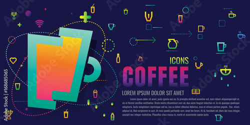 icon. coffee cup. modern design. vector illustration colorful on blue background. logo. symbol