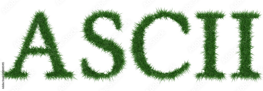 Ascii - 3D rendering fresh Grass letters isolated on whhite background. Ascii - 3D rendering fresh Grass letters isolated on whhite background.