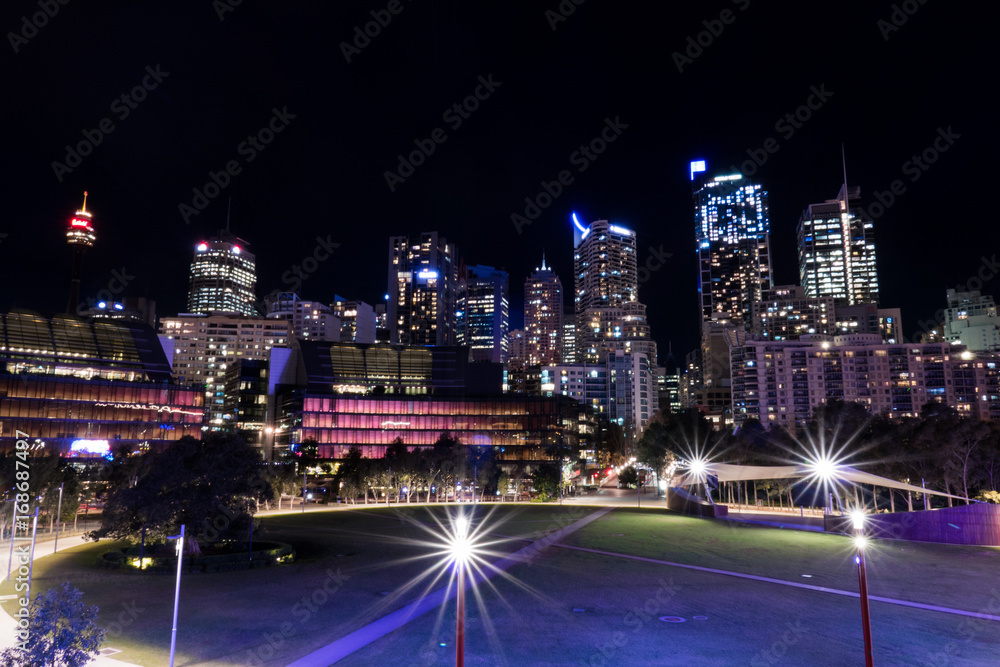 A night view of Sydney CBD seen form Darling Quarter