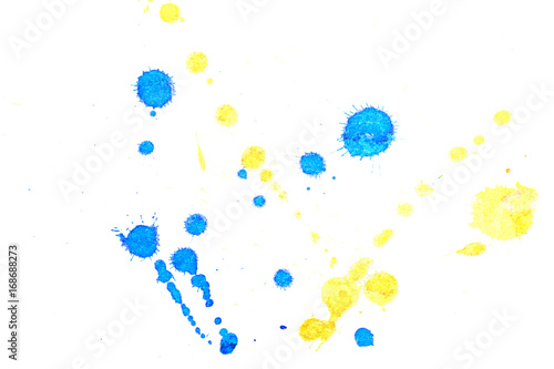 Abstract yellow blue ink splash