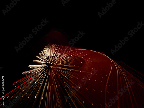 Abstract background. Fractal graphics series. Three-dimensional composition of dots and beams.