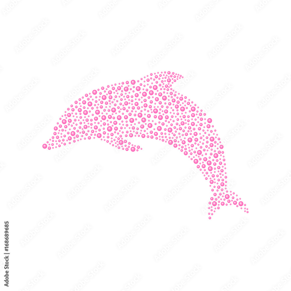 Fototapeta premium Dolphin made of pink balls 