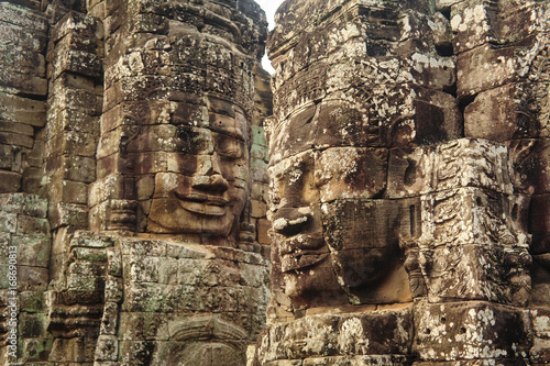 Buddha Face Carved On Stone At Angkor Wat Temple,Cambodia