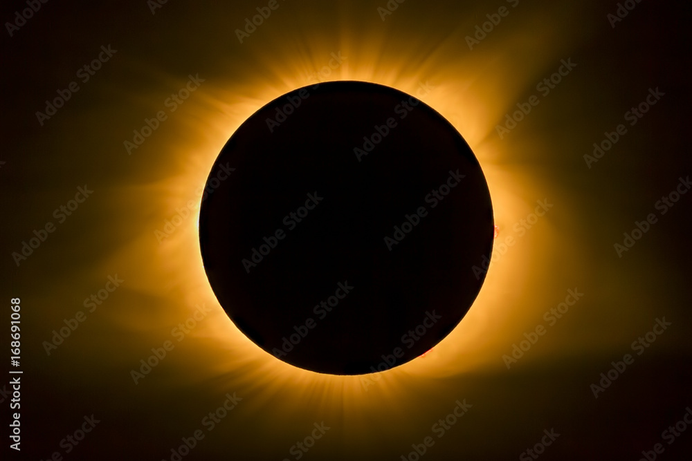 Total Eclipse Solar Corona - Photographed at Cerulean, Kentucky on August 21, 2017. - obrazy, fototapety, plakaty 