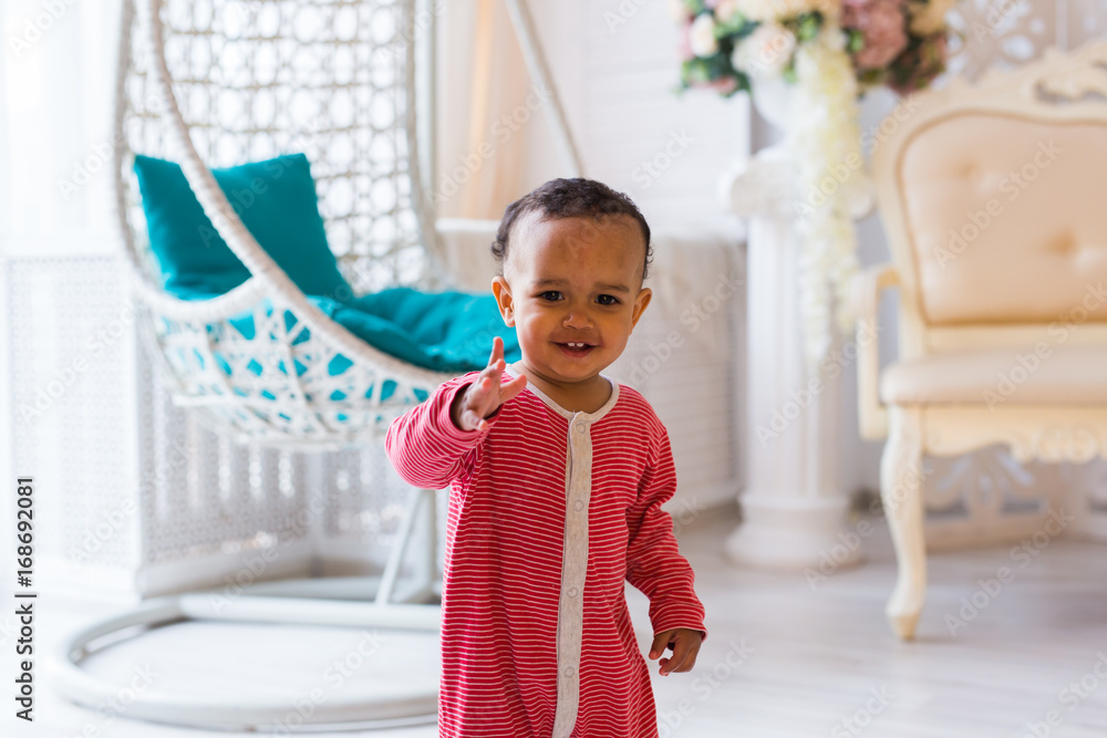 Portrait of a cute little African American boy smiling Portrait of a cute little African American boy smiling