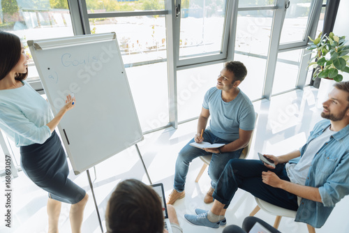 Attractive delighted men visiting a business seminar