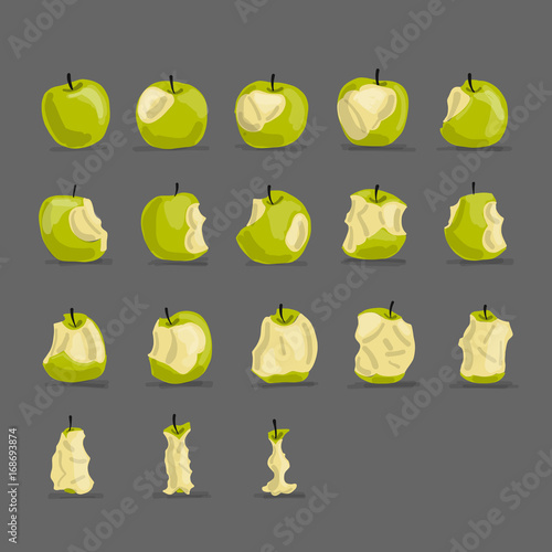 Stages of eating apple, sketch for your design