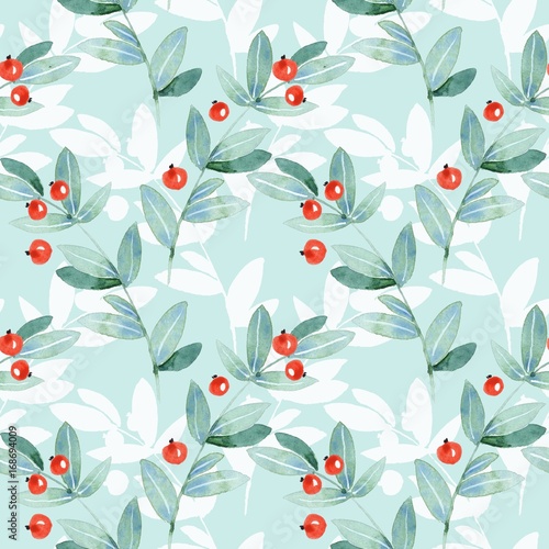 Floral seamless pattern. Watercolor leaves