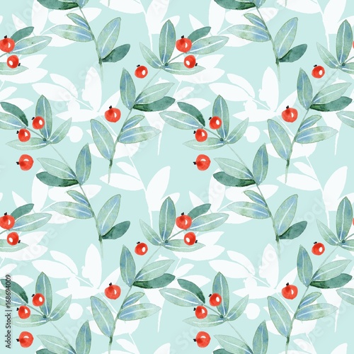 Floral seamless pattern. Watercolor leaves