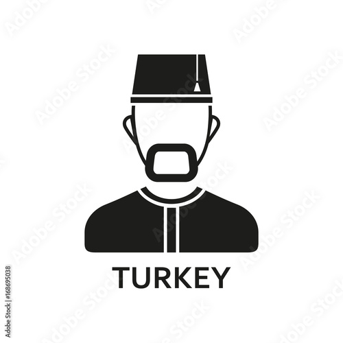 Man in fez with Turkey lettering icon