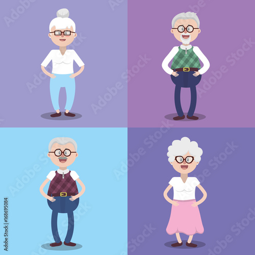 set gandparents couples with grasses and hairstyle