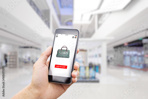 smart phone in modern shopping mall
