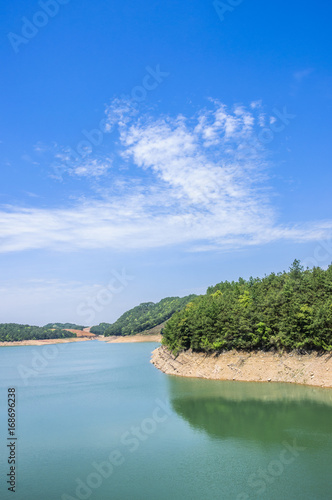 The beautiful reservoir scenery in summer 