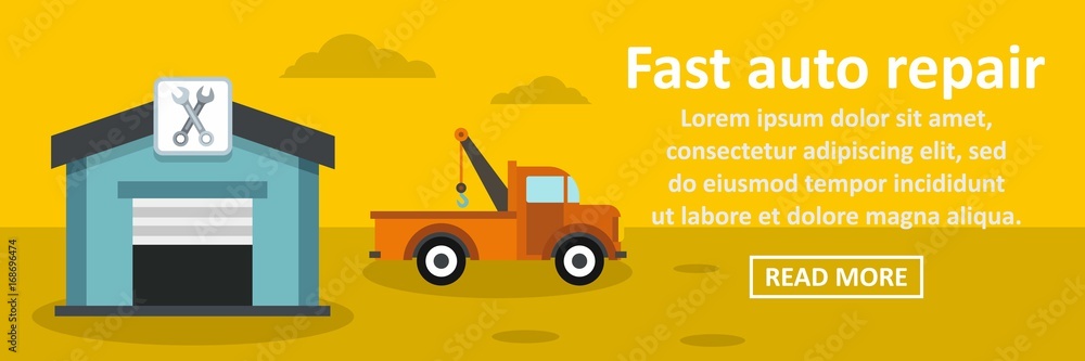 Fast auto repair banner horizontal concept Fast auto repair banner horizontal concept