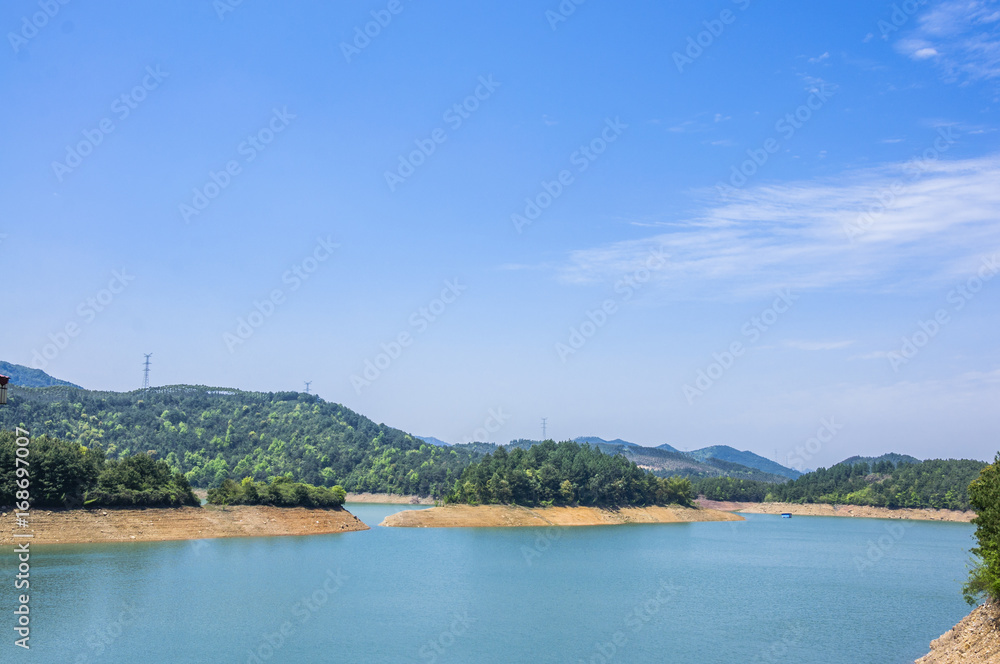 Beautiful reservoir scenery in summer