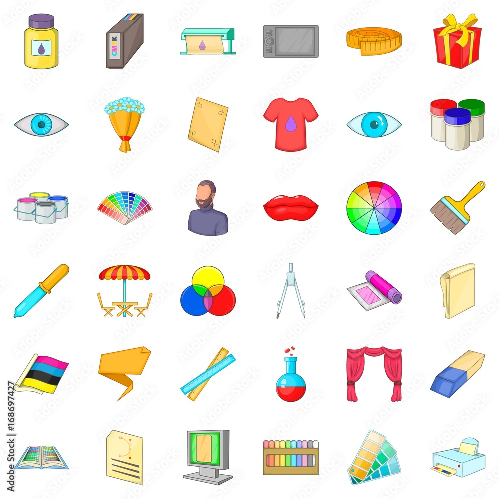 Artist icons set, cartoon style Artist icons set, cartoon style