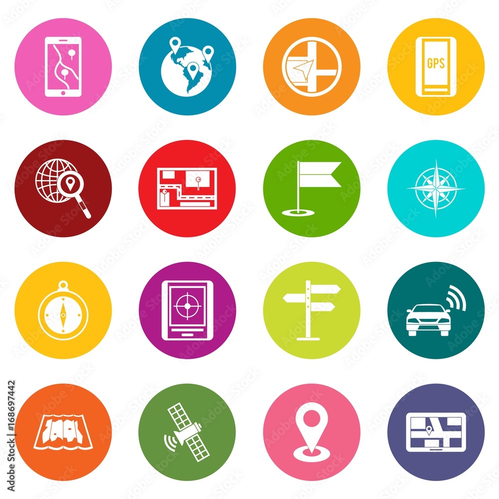 Navigation icons many colors set Navigation icons many colors set