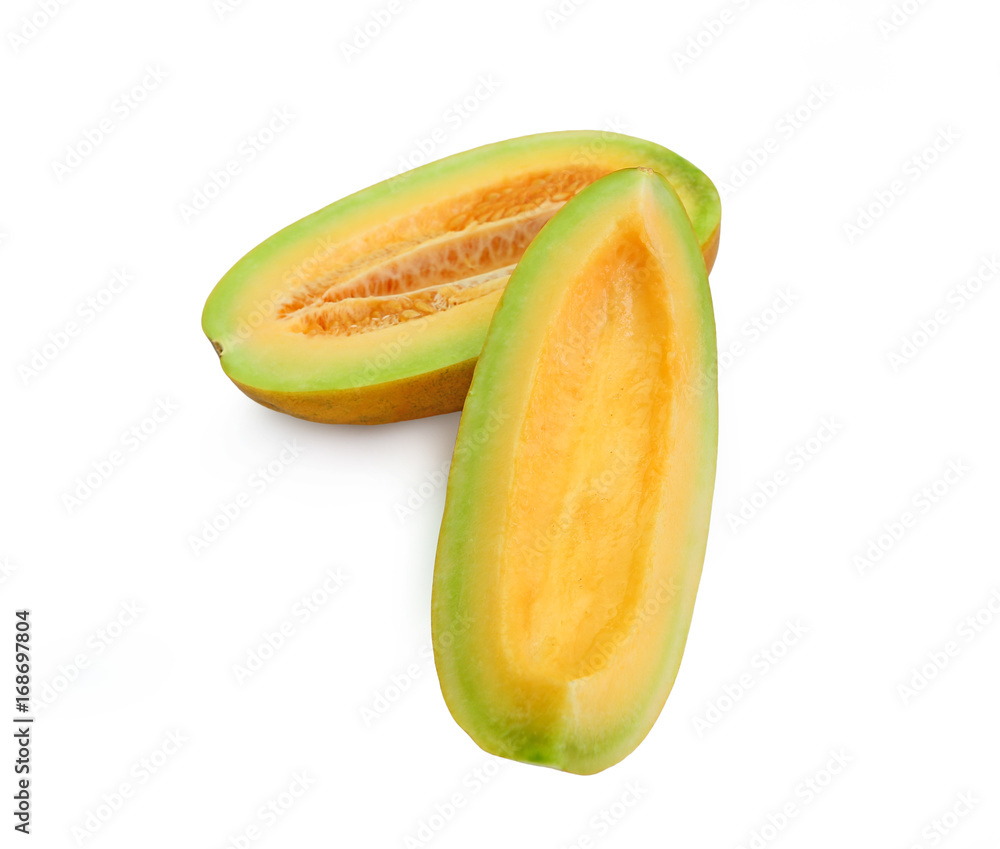 Cantaloupe melon cut in half looking healthy and delicious, isolated on white. Cantaloupe melon cut in half looking healthy and delicious, isolated on white.