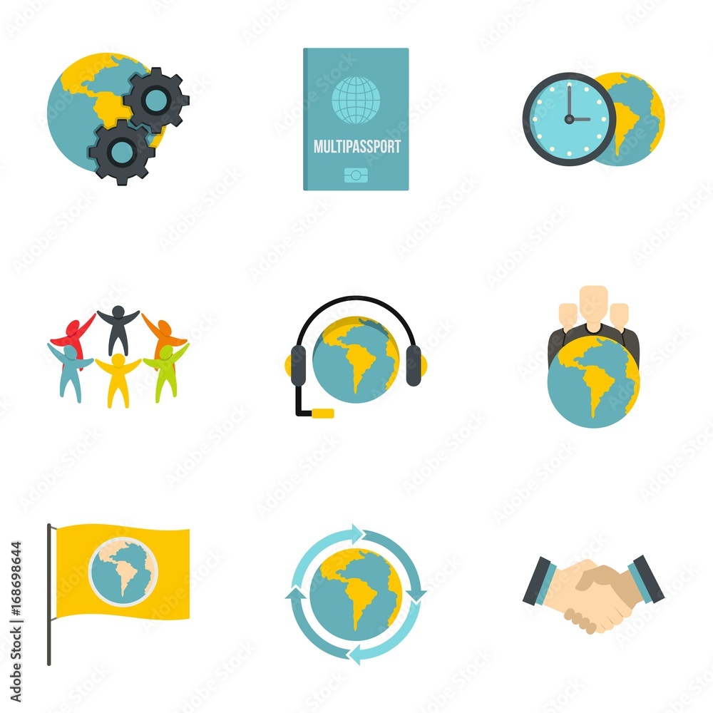 Global comunity icon set, flat style Global comunity icon set, flat style