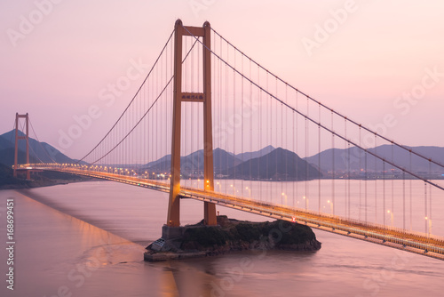 zhoushan xihoumen bridge in sunset