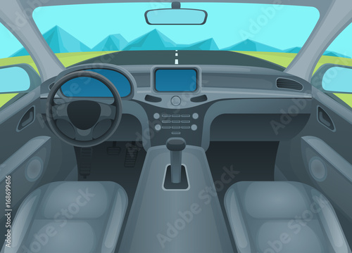 Inside Car or Auto Interior. Vector