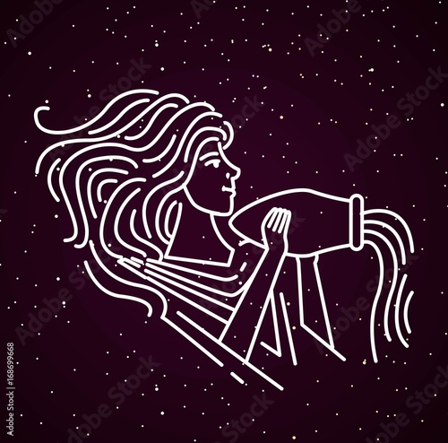 zodiac constellation horoscope sign aquarius in sky
