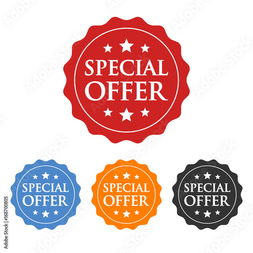 Special offer label, badge, seal or burst flat vector icon for apps and websites photo