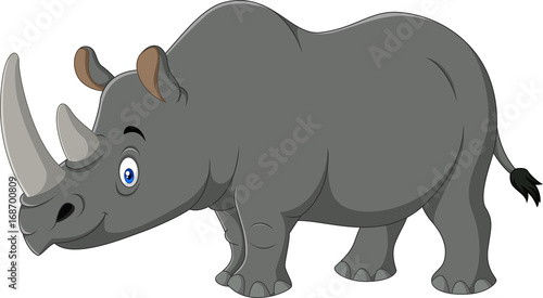 Tela Cartoon rhino isolated on white background