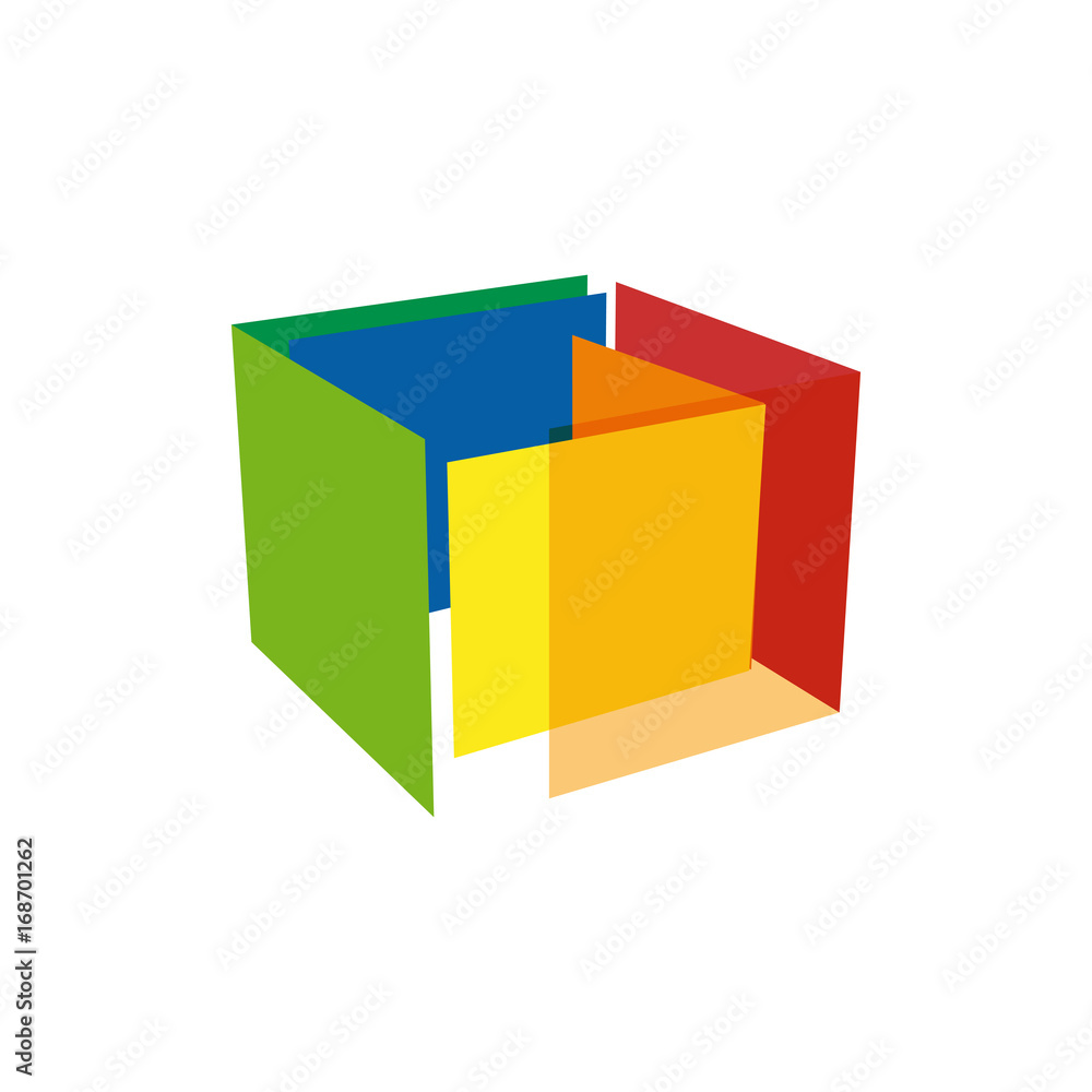 Vector sign abstract cube, broken faces Vector sign abstract cube, broken faces