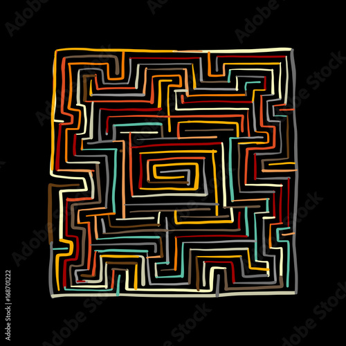 Labyrinth square, sketch for your design