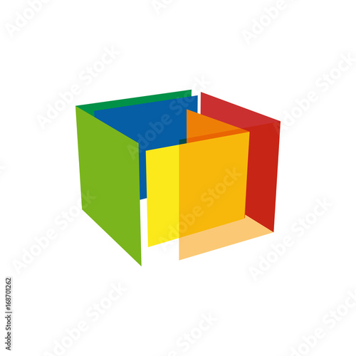 Vector sign abstract cube, broken faces