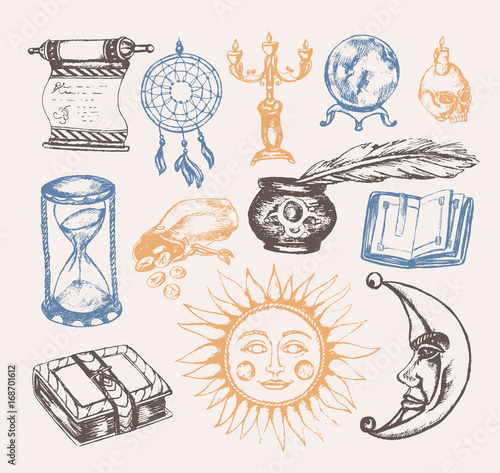 Mystical Arts - vector vintage illustration