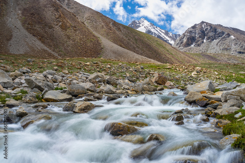 Small crystal clear river in summer, Leh, Ladakh, India