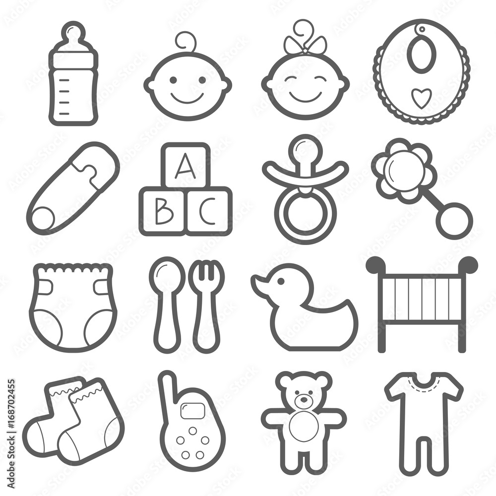 Baby icons set. Isolated on white background. Baby icons set. Isolated on white background.