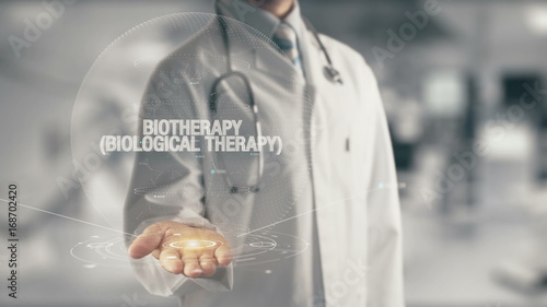 Doctor holding in hand Biotherapy Biological Therapy 