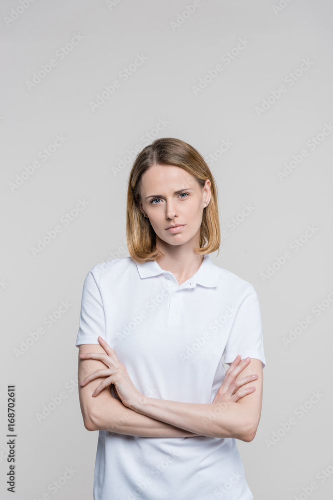 woman with crossed arms woman with crossed arms