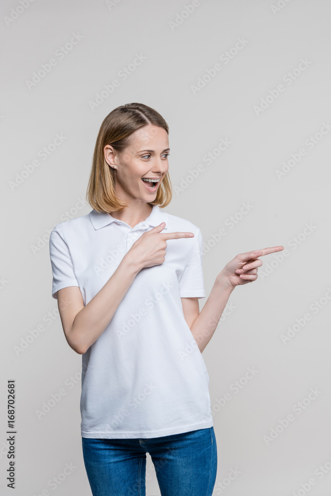 woman pointing somewhere woman pointing somewhere