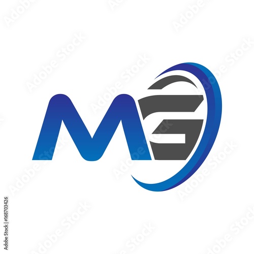 vector initial logo letters mg with circle swoosh blue gray
