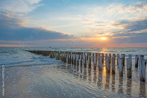 Reflection of sunlight on the surface of the sea at sunset