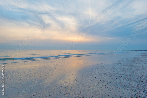 Reflection of sunlight on the surface of the sea at sunset