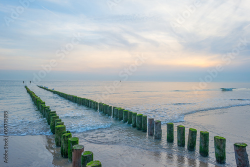 Reflection of sunlight on the surface of the sea at sunset