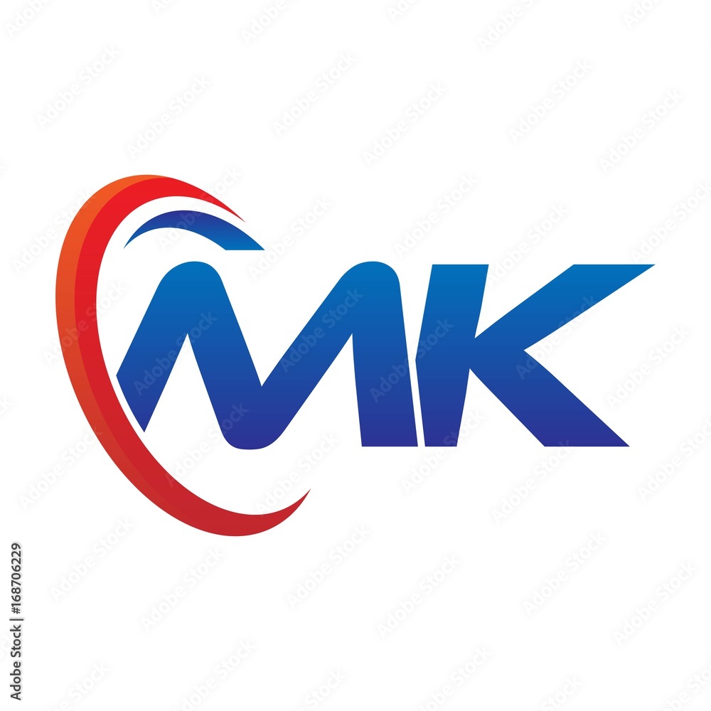 dynamic vector initial letters logo mk with circle swoosh red blue dynamic vector initial letters logo mk with circle swoosh red blue