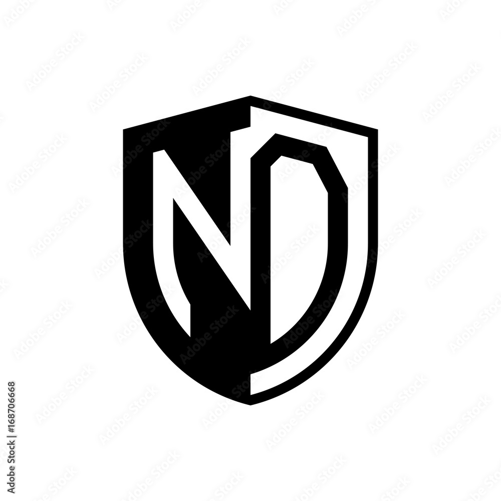 Initial two letter logo shield vector black Initial two letter logo shield vector black