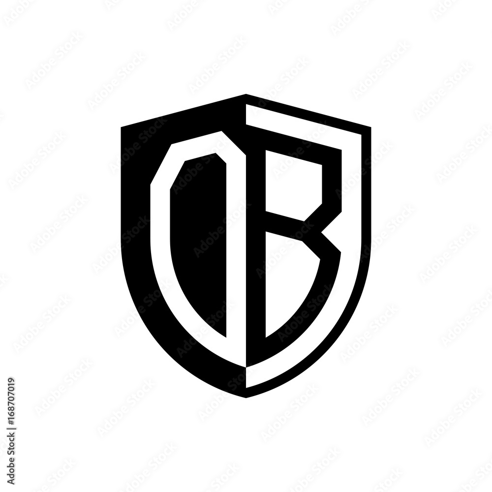 Initial two letter logo shield vector black Initial two letter logo shield vector black
