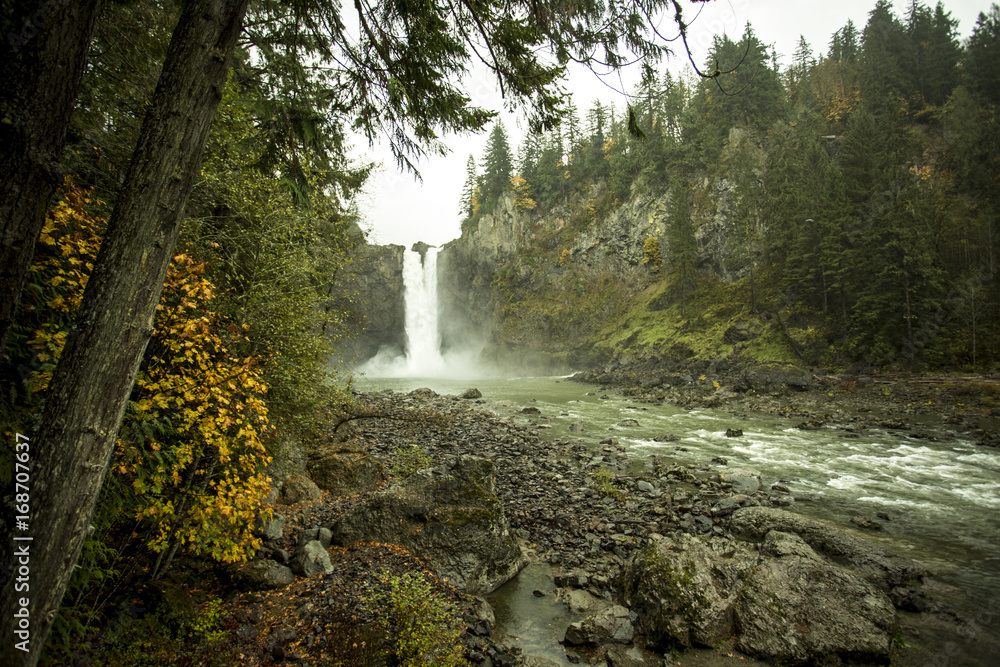 At the base of the falls