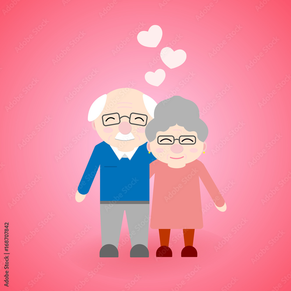 Cute walking grandparents. Happy Grandparent's day Cute walking grandparents. Happy Grandparent's day